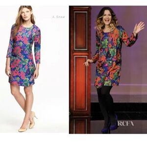 J. Crew Jules Silk Long Sleeve Floral Shift Mini Dress Size 2 - As Seen on Drew